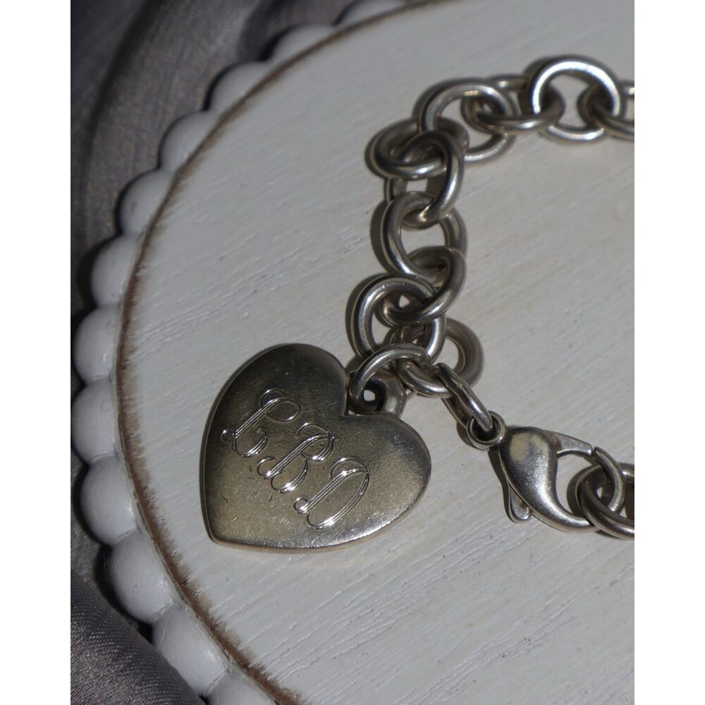 Retired James Avery 925 Cable Chain With Heart Charm Bracelet 37.5G / 7.5in - Picture 2 of 5